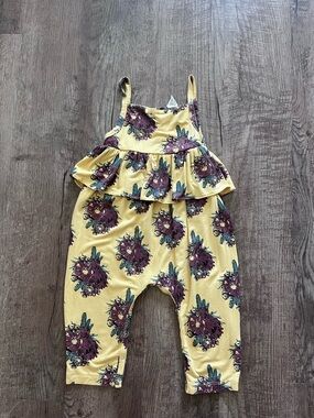 kate quinn Yellow Floral Ruffle One-Piece Bodysuit cactus flower 18-24M bamboo